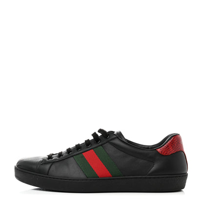 Gucci Miro Soft Calfskin Ayers Web Mens Ace Sneakers 9 Black Rosso 1 of 10