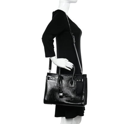 Saint Laurent Textured Patent Calfskin Small Sac De Jour Black 2 of 11