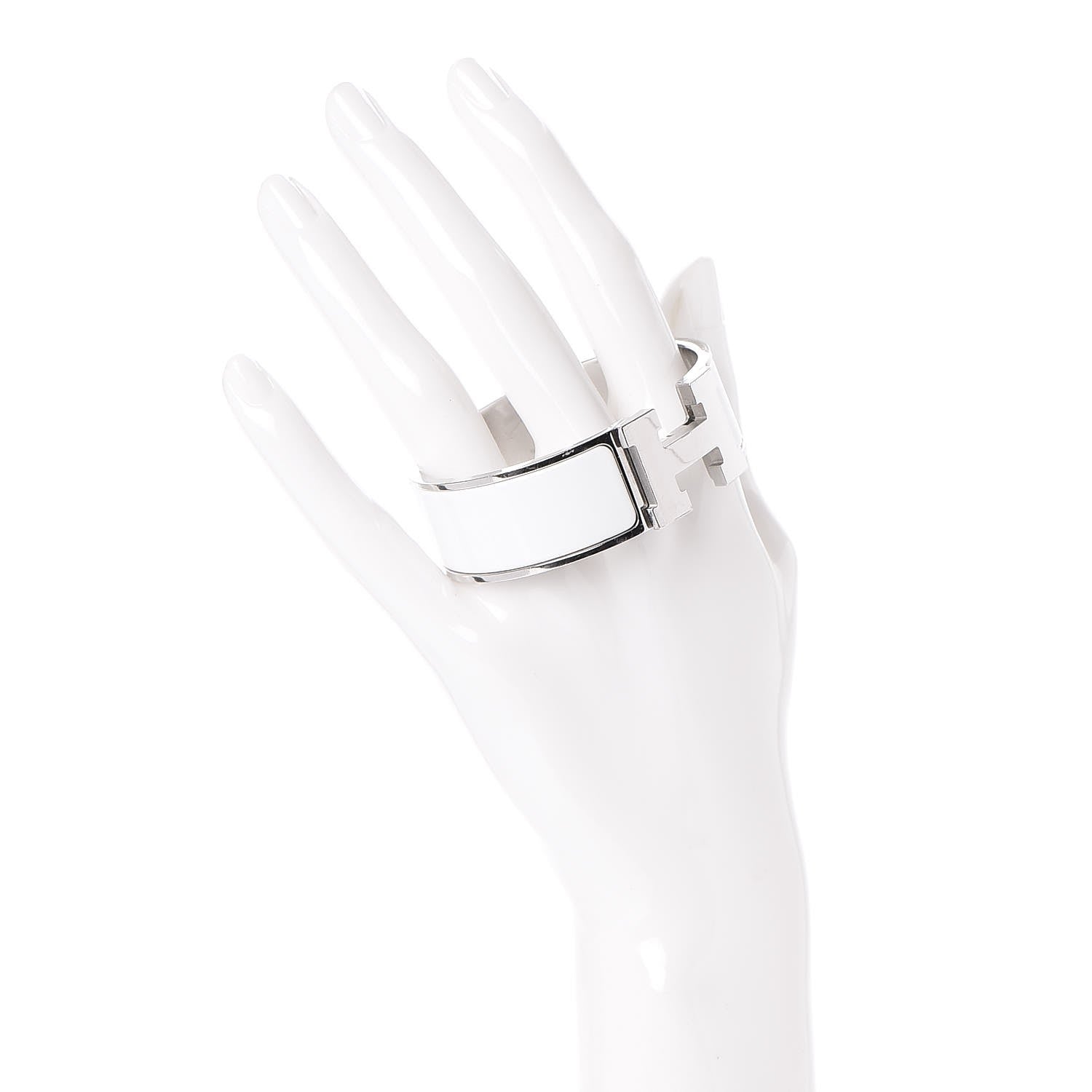 Hermes Enamel Wide Clic Clac H Bracelet PM White 2 of 5