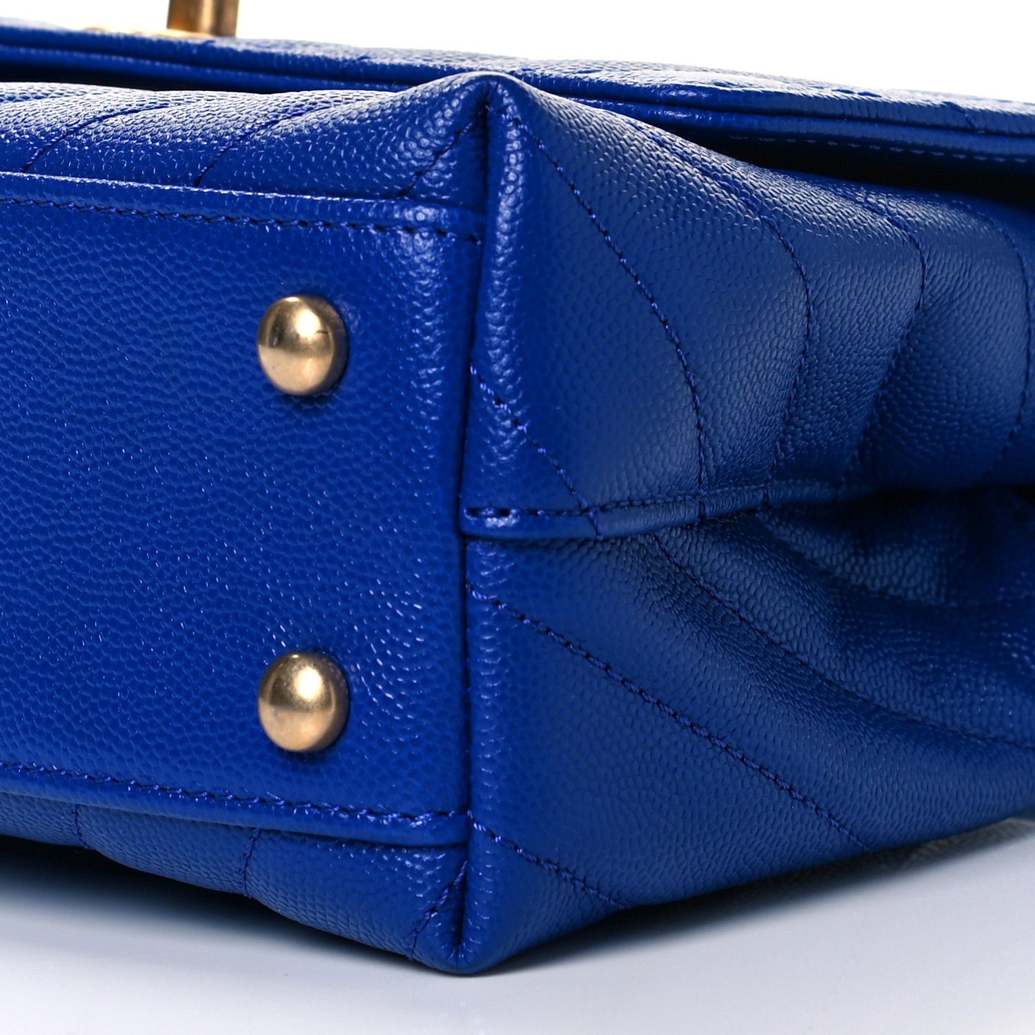 Chanel Caviar Chevron Quilted Mini Coco Handle Flap Blue 9 of 9