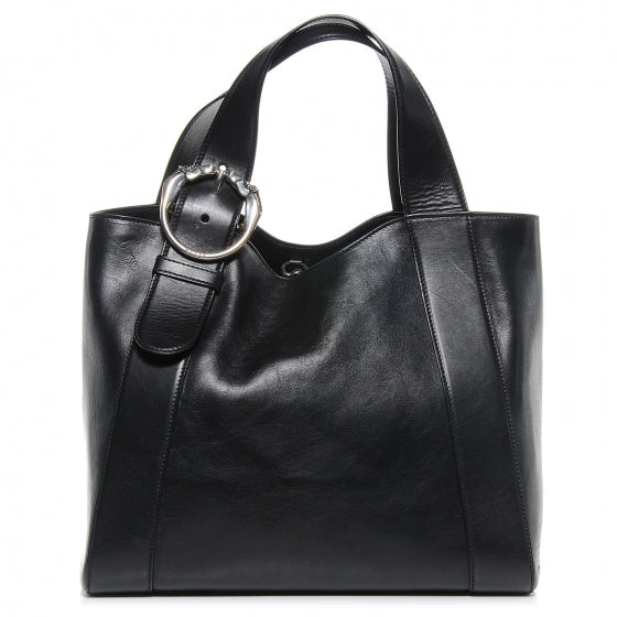 Gucci Leather Medium Ribot Horse Heads Tote Black 1 of 8