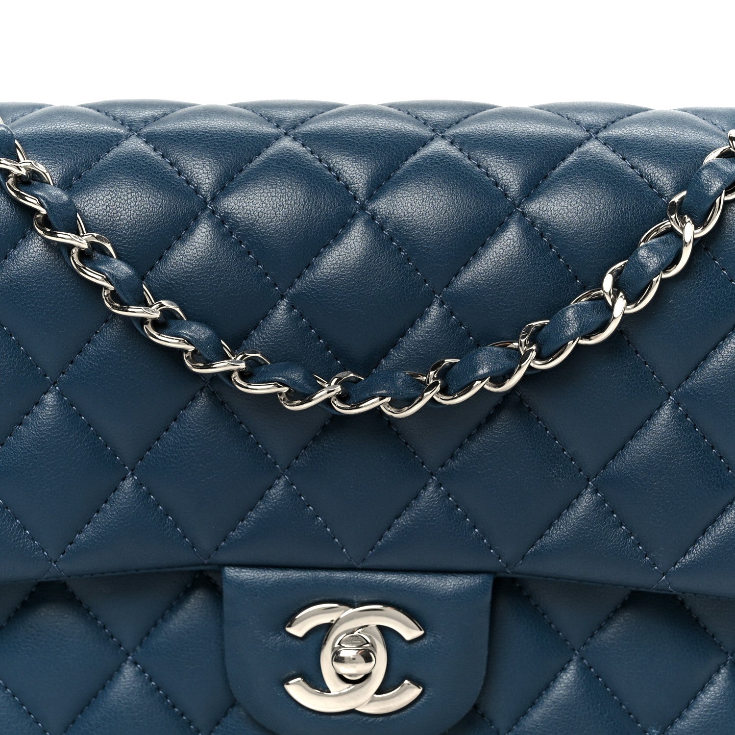 Chanel Lambskin Quilted Medium Double Flap Navy 9 of 12