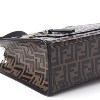 Fendi Vitello Century Wicker Bi-Color FF 1974 Embossed Small Runaway Shopper Tote Maya Black 6 of 10