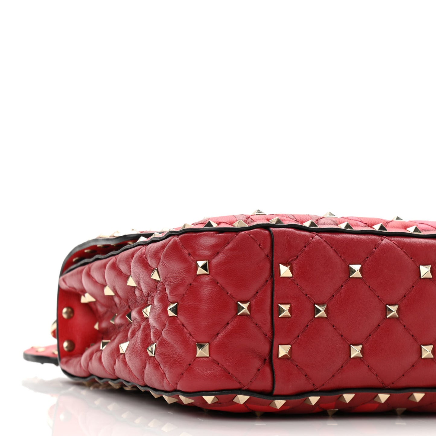 Nappa Lettering Print Quilted Medium Rockstud Spike Shoulder Bag Red Pink
