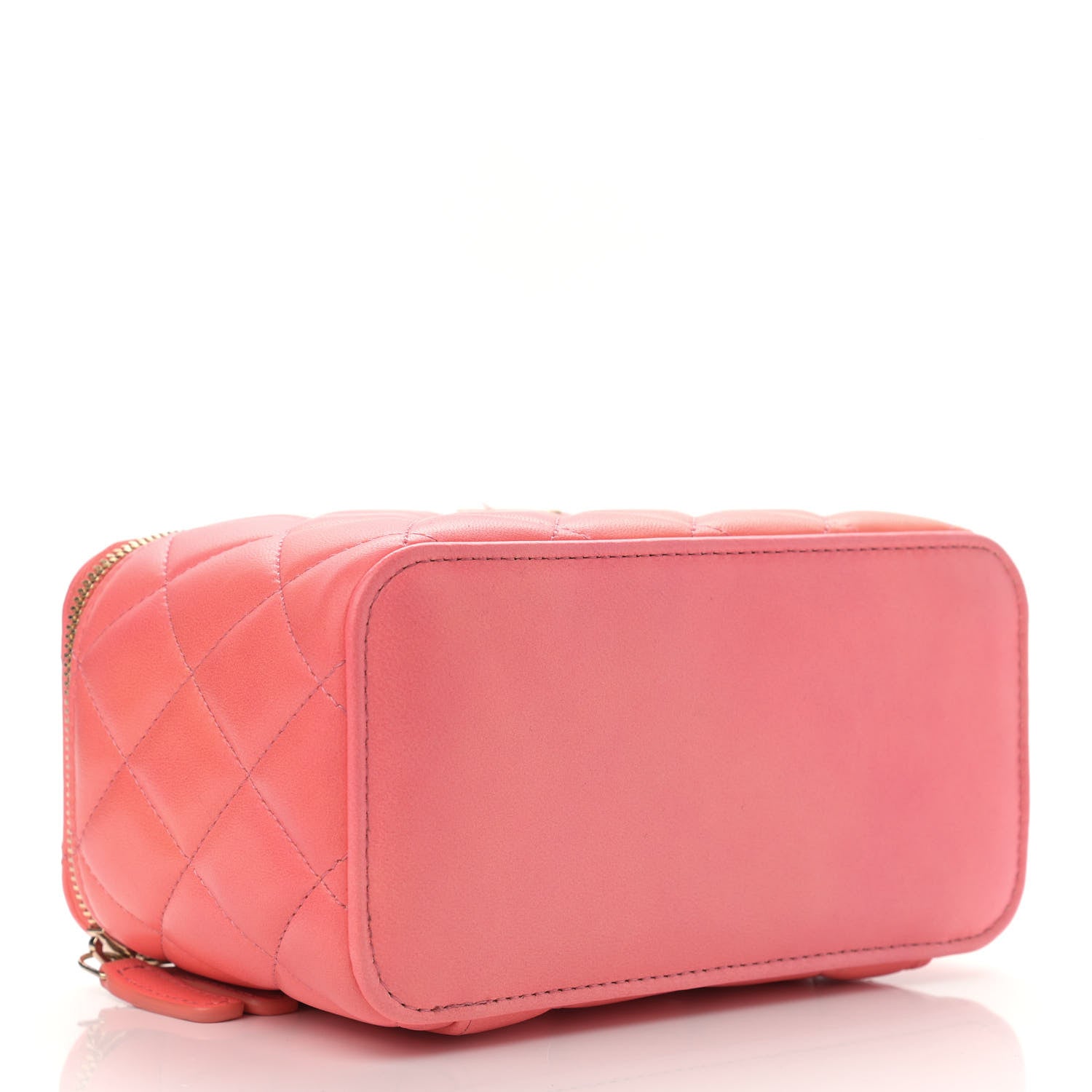 Chanel Lambskin Quilted Ombre Small Top Handle Vanity Case With Chain Coral 4 of 11