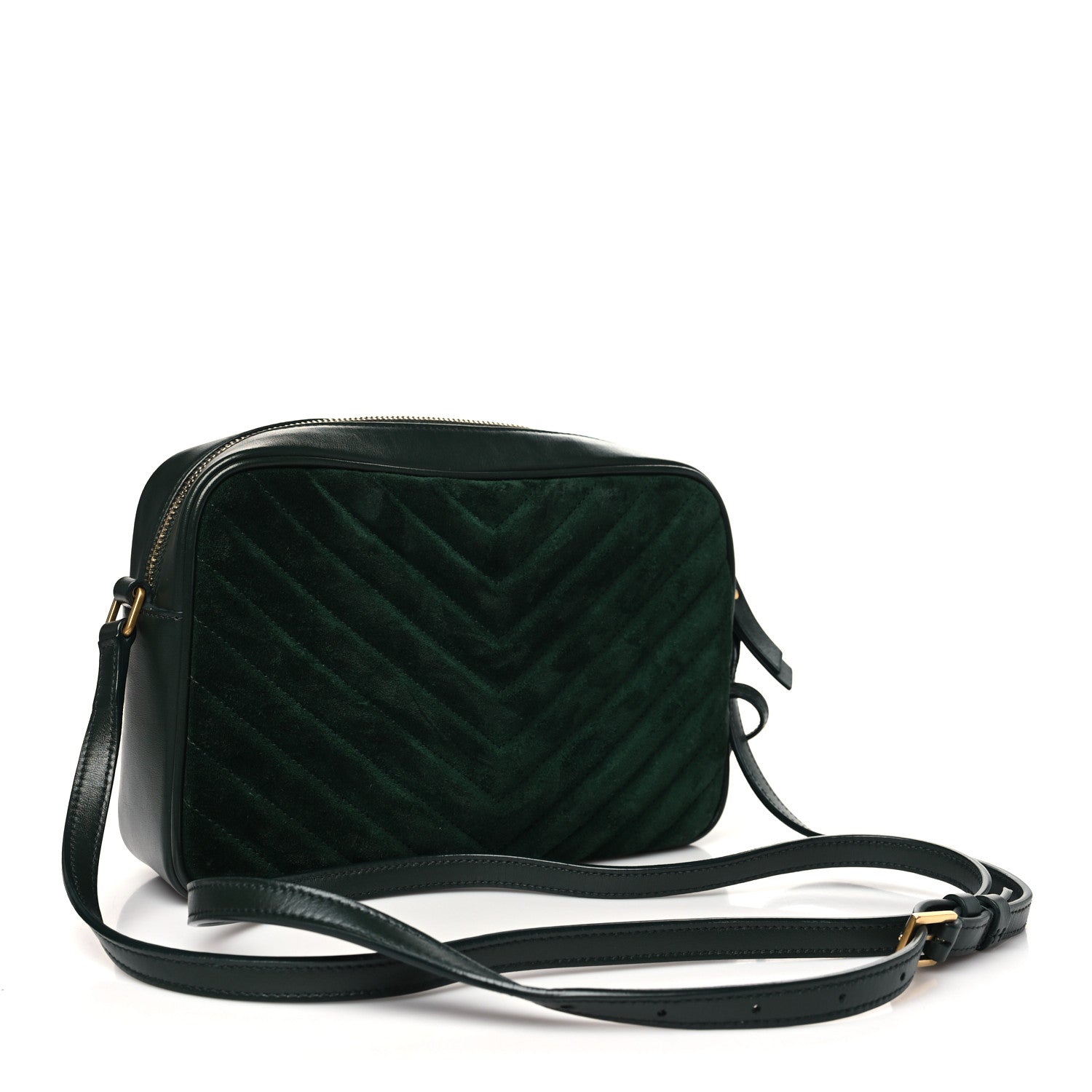 Saint Laurent Suede Calfskin Monogram Lou Camera Bag Vert Fonce 3 of 12