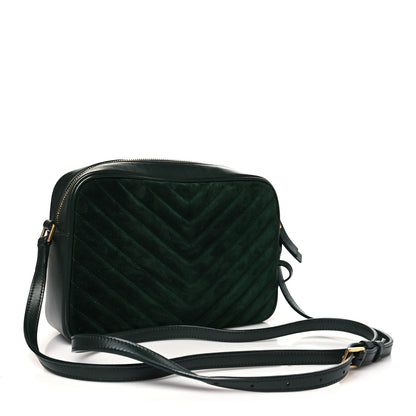 Saint Laurent Suede Calfskin Monogram Lou Camera Bag Vert Fonce 3 of 12