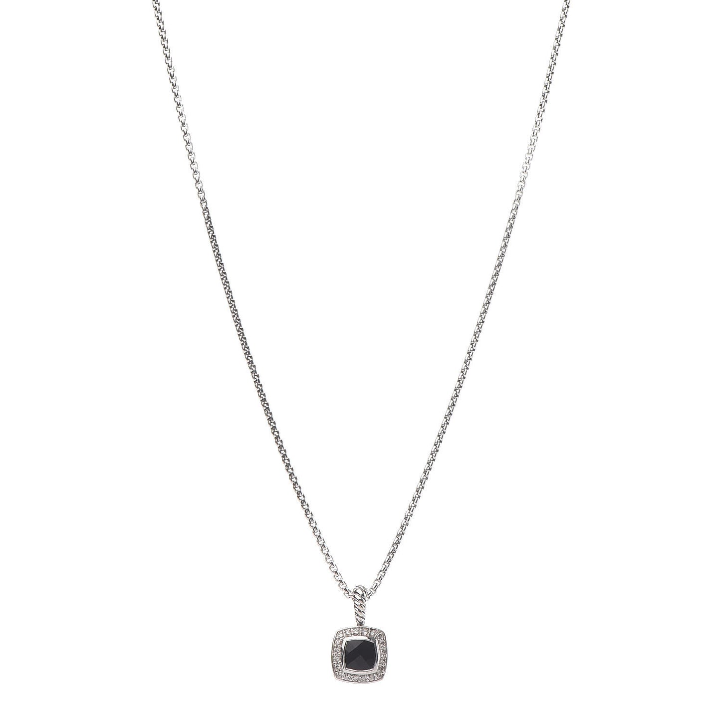 Sterling Silver Diamond Black Onyx 7mm Petite Albion Necklace