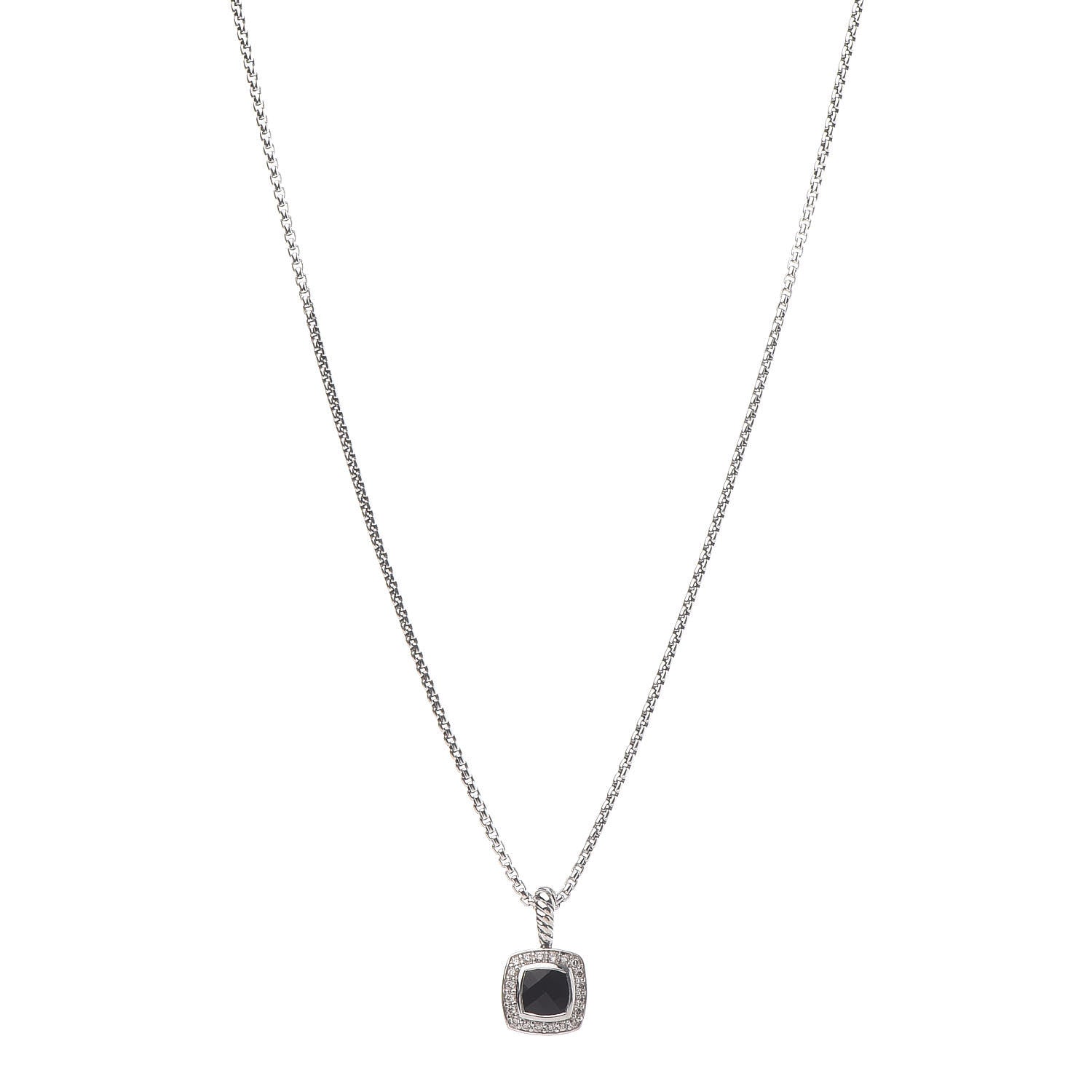 David Yurman Sterling Silver Diamond Black Onyx 7mm Petite Albion Necklace 1 of 6