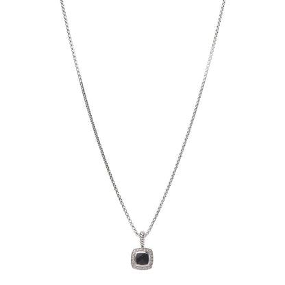 David Yurman Sterling Silver Diamond Black Onyx 7mm Petite Albion Necklace 1 of 6