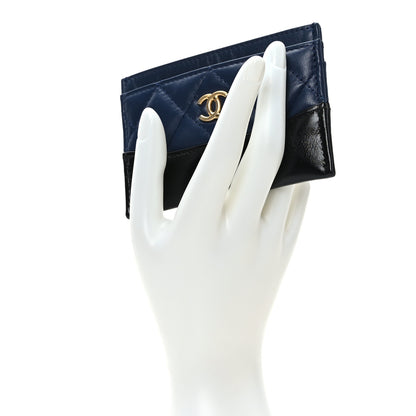 Chanel Aged Calfskin Quilted Gabrielle Card Holder Wallet Navy Black 2 of 9