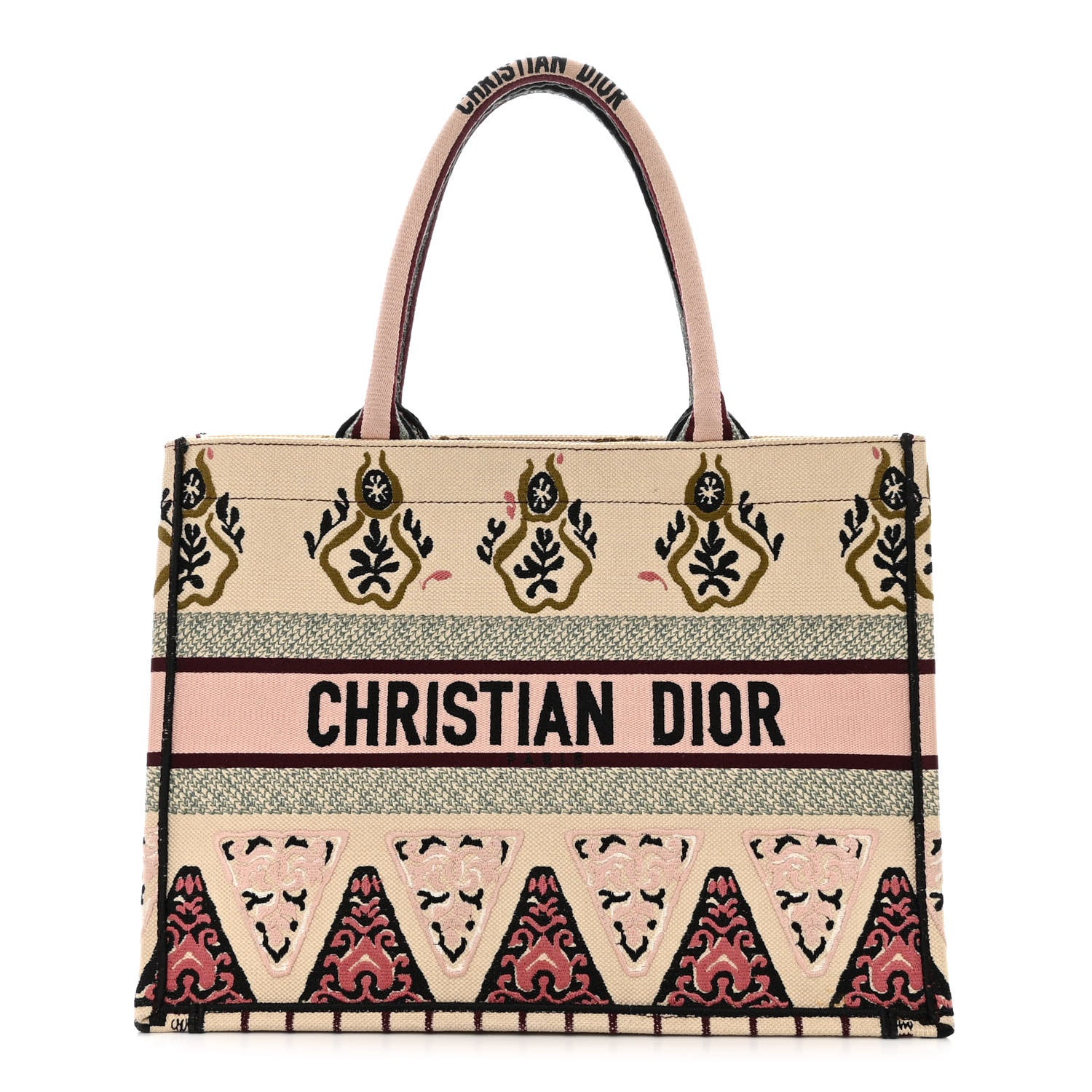 Christian Dior Canvas Embroidered Geometric Medium Book Tote Multicolor 1 of 18