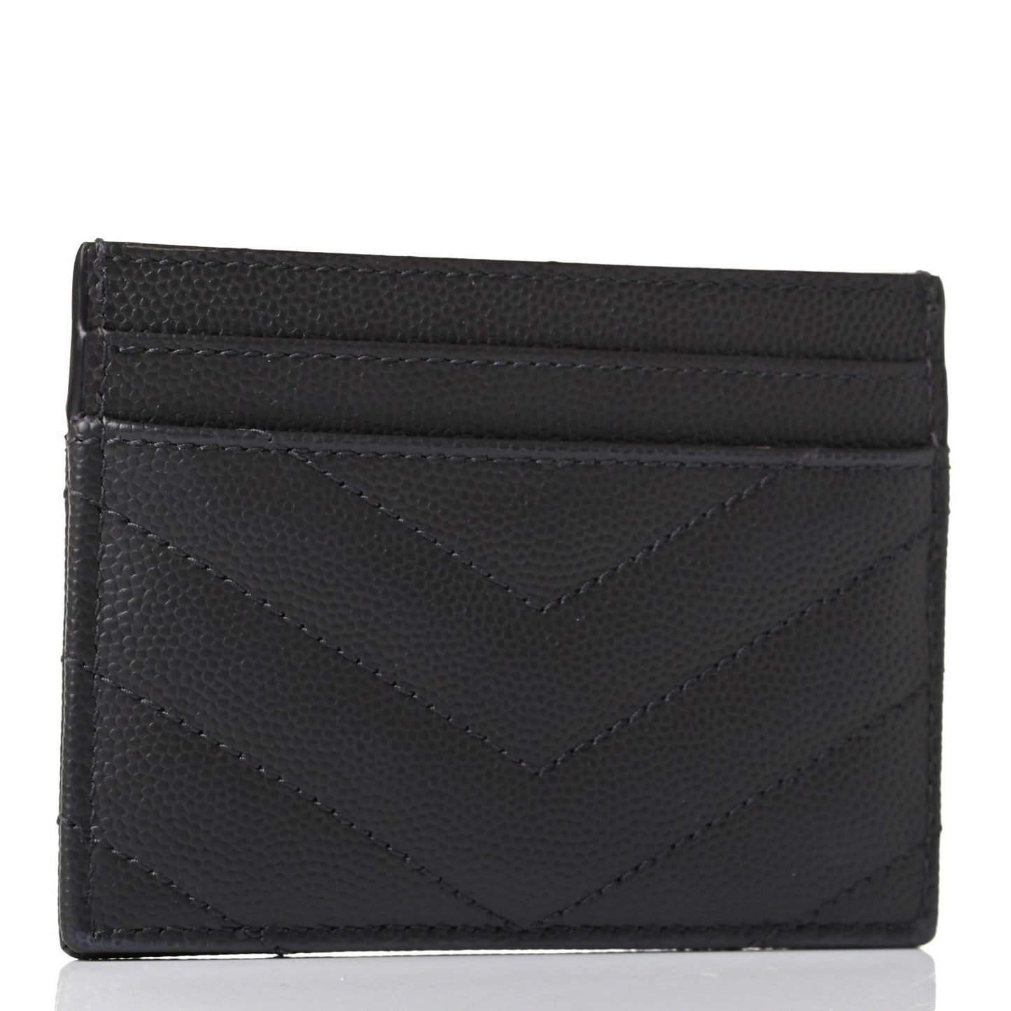 Grain De Poudre Matelasse Chevron Monogram Credit Card Case Coal