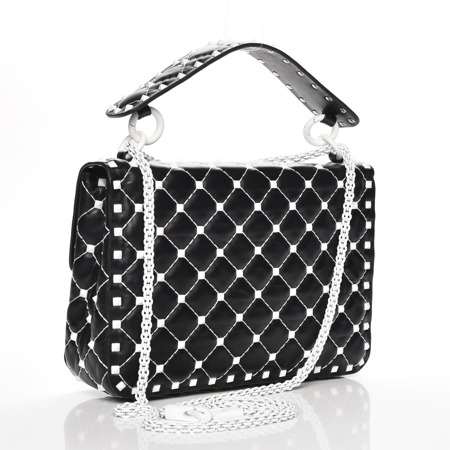 Lambskin Medium Free Rockstud Spike Shoulder Bag Black