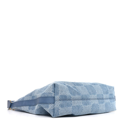 Louis Vuitton Damier Denim Vagabond Hobo Blue 4 of 10