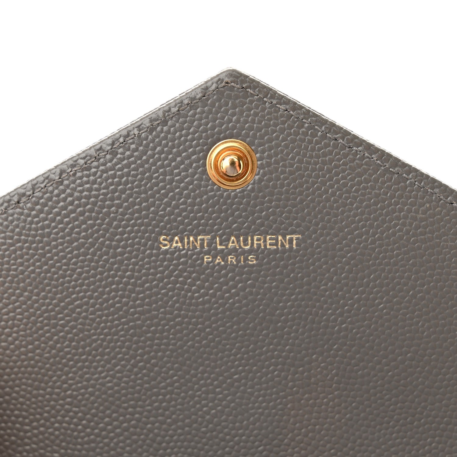 Saint Laurent Grain De Poudre Matelasse Chevron Monogram Envelope Chain Wallet Fog 6 of 11