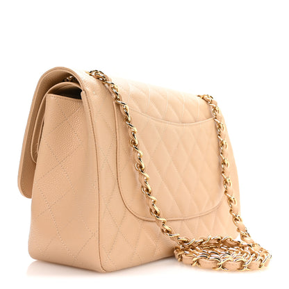 Chanel Caviar Quilted Jumbo Double Flap Beige Clair 3 of 10
