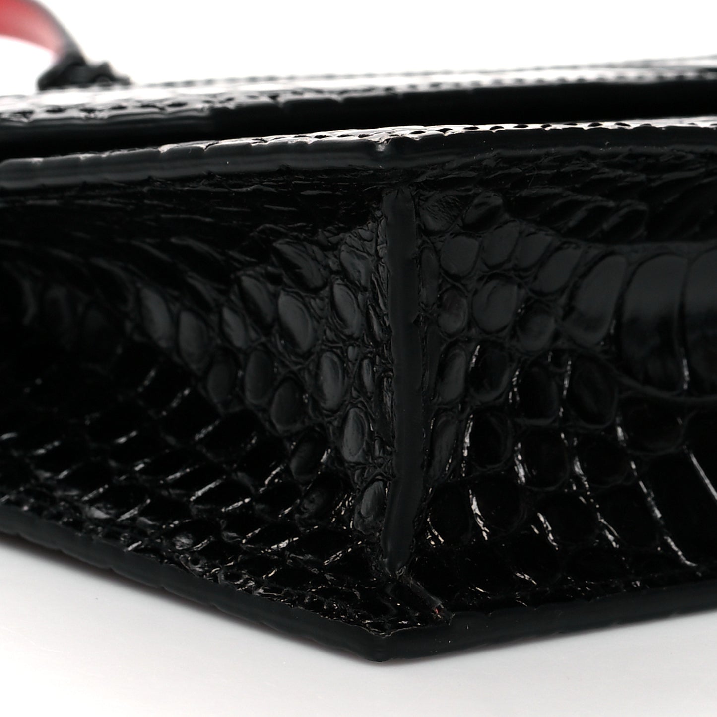 Calfskin Alligator Embossed Elisa Baguette Black