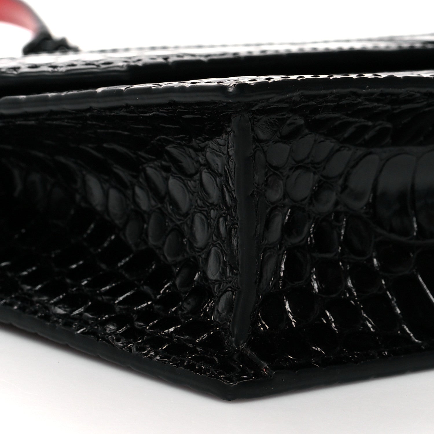 Christian Louboutin Calfskin Alligator Embossed Elisa Baguette Black 8 of 11