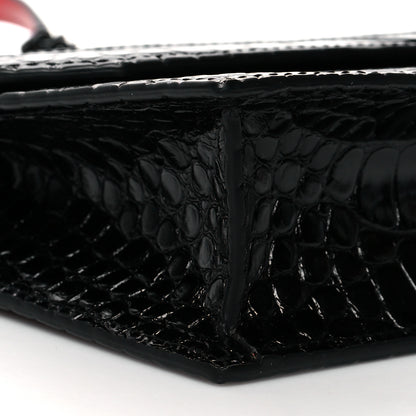 Christian Louboutin Calfskin Alligator Embossed Elisa Baguette Black 8 of 11