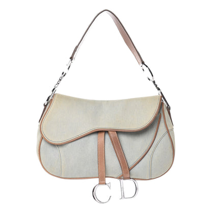 Christian Dior Denim Calfskin Double Saddle Bag Light Blue 1 of 11