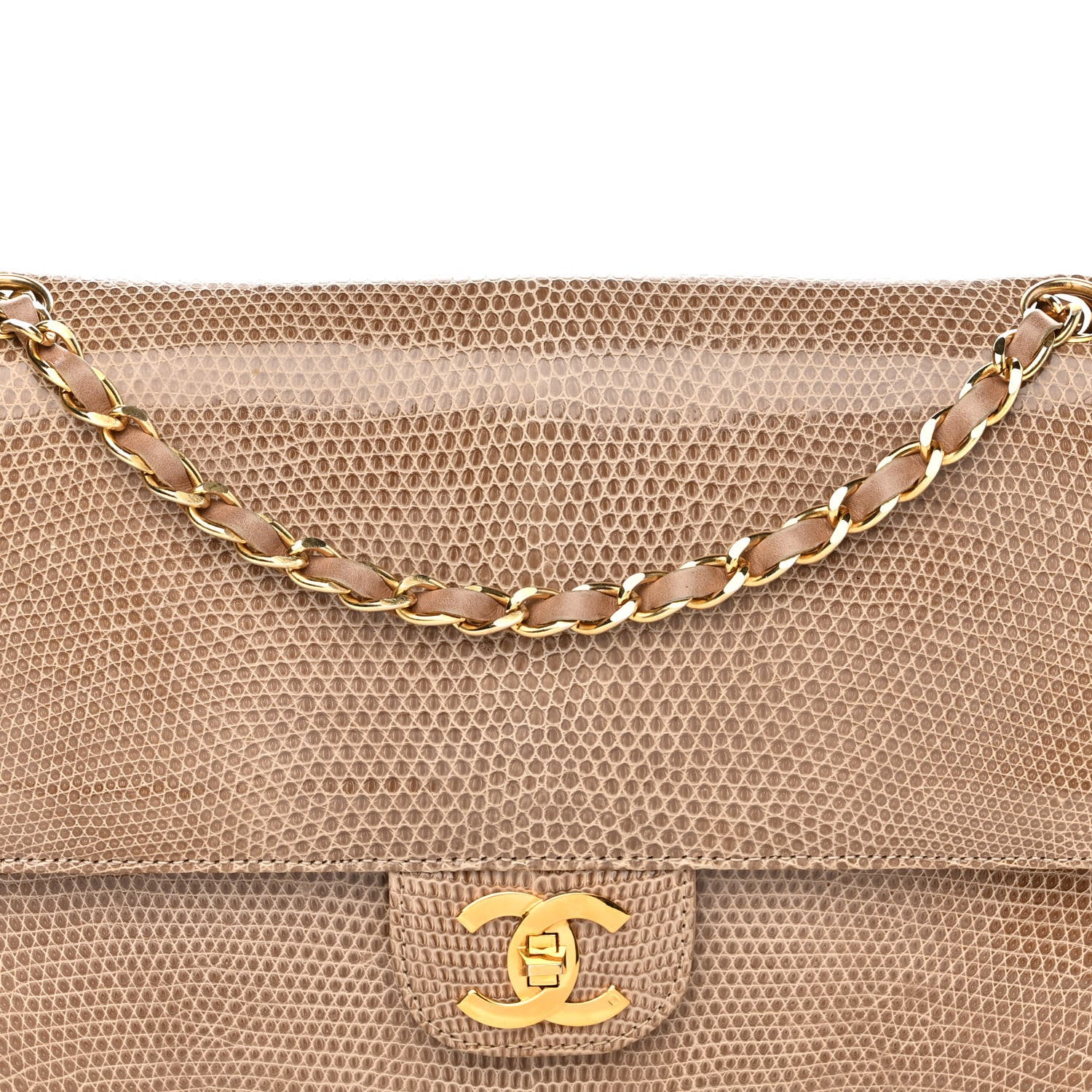 Chanel Lizard Medium Double Flap Beige 9 of 13