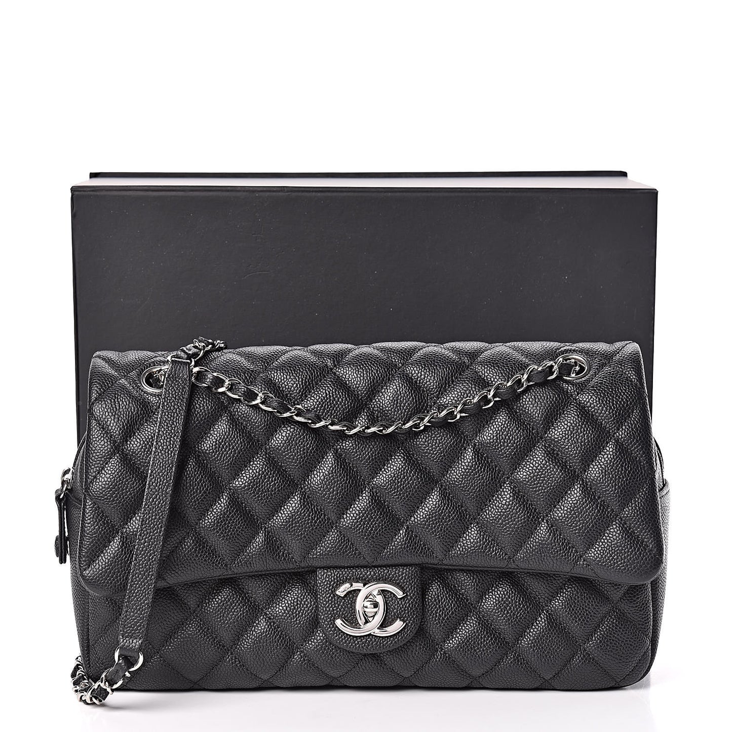 Caviar Quilted Jumbo Easy Flap Black
