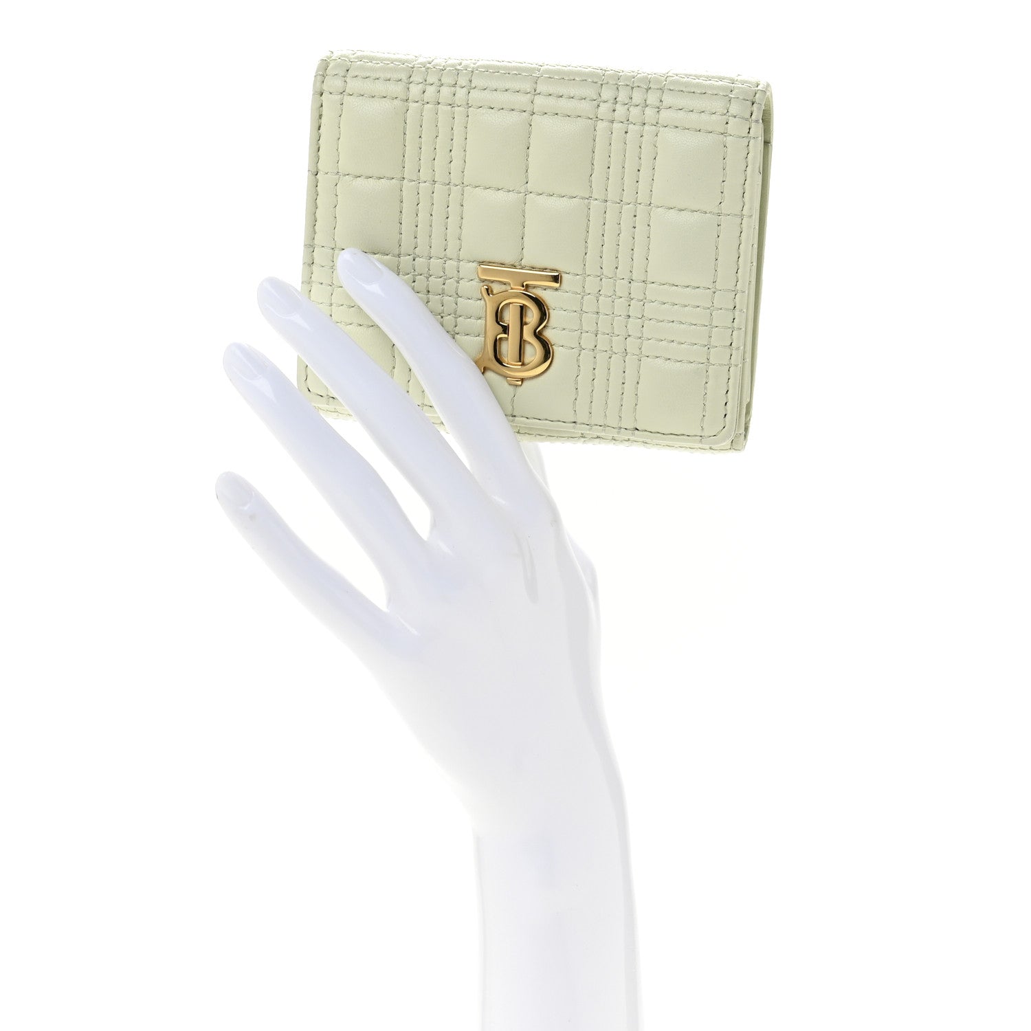 Burberry Lambskin Quilted Small Lola Folding Wallet Pistachio 2 of 10