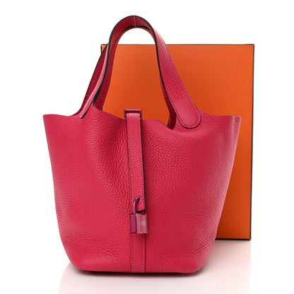 Hermes Taurillon Clemence Monochrome Picotin Lock 18 PM Rose Mexico 11 of 11