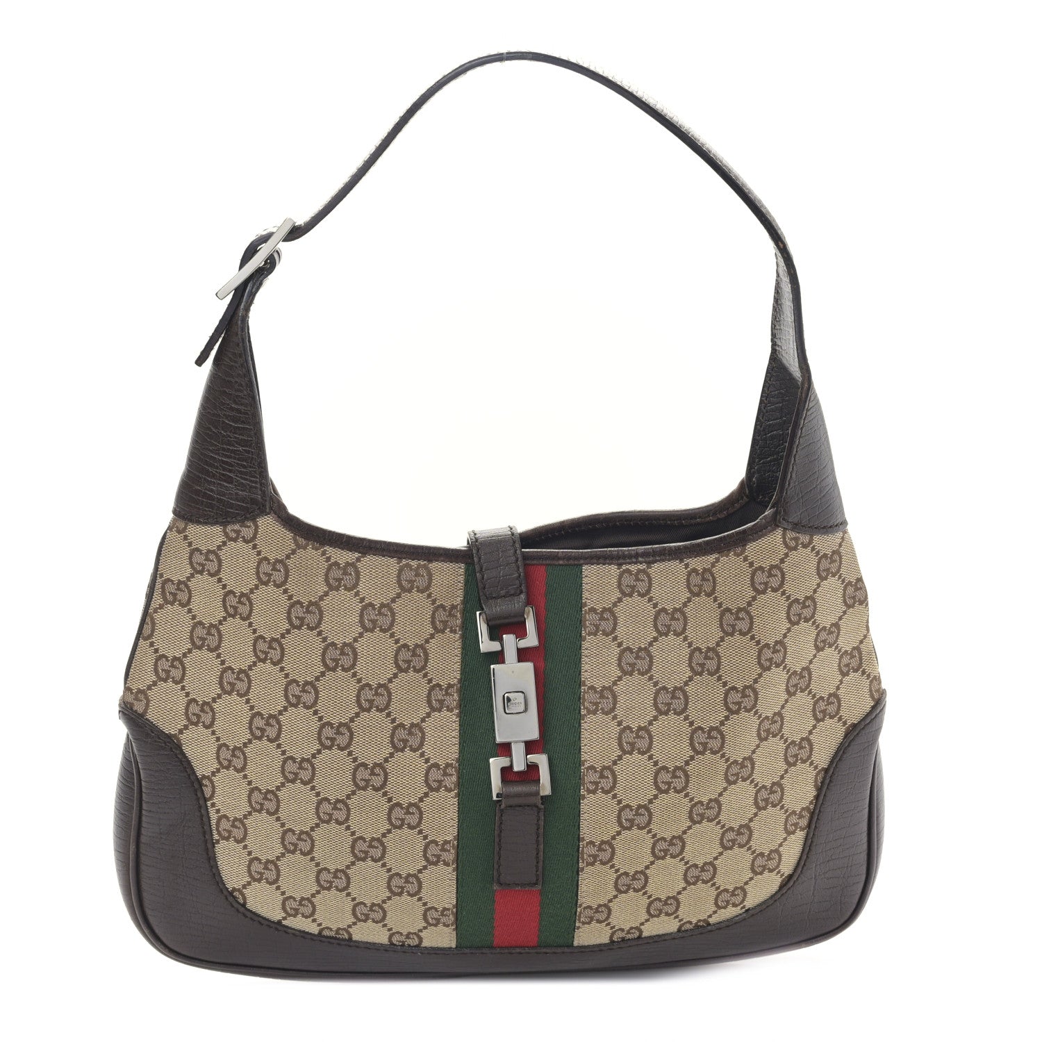 Gucci Monogram Web Jackie O Hobo Dark Brown 1 of 9