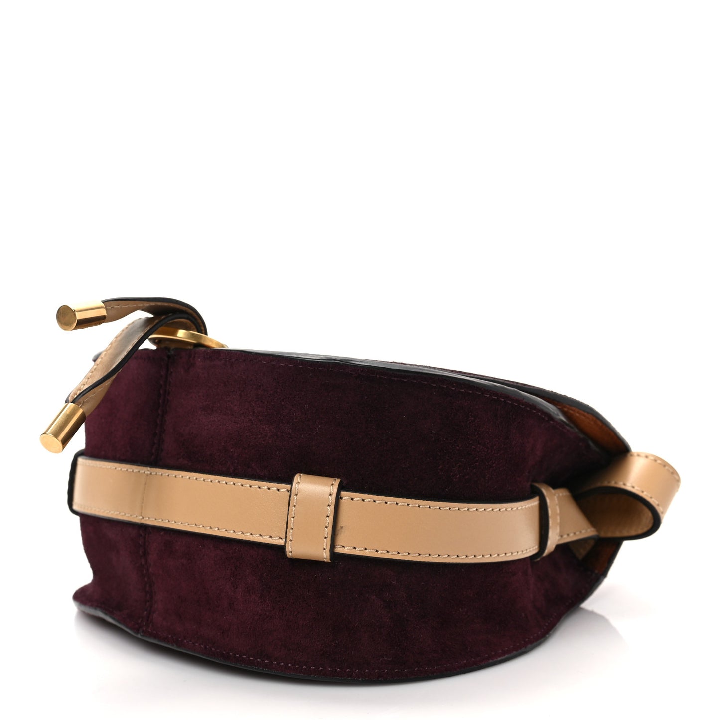 Suede Small Marcie Saddle Bag Burgundy