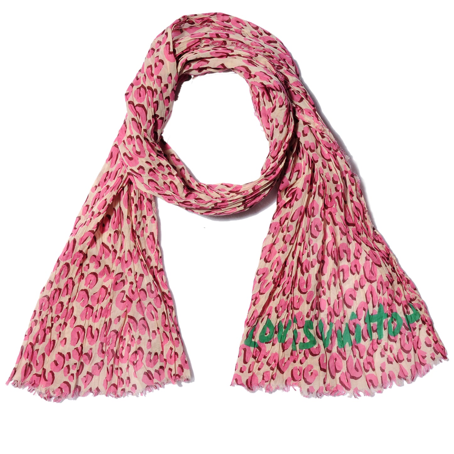 Cotton Leopard Pareo Blanc Corail