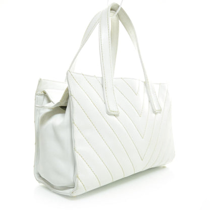 Chanel Lambskin Chevron Tote White 3 of 9