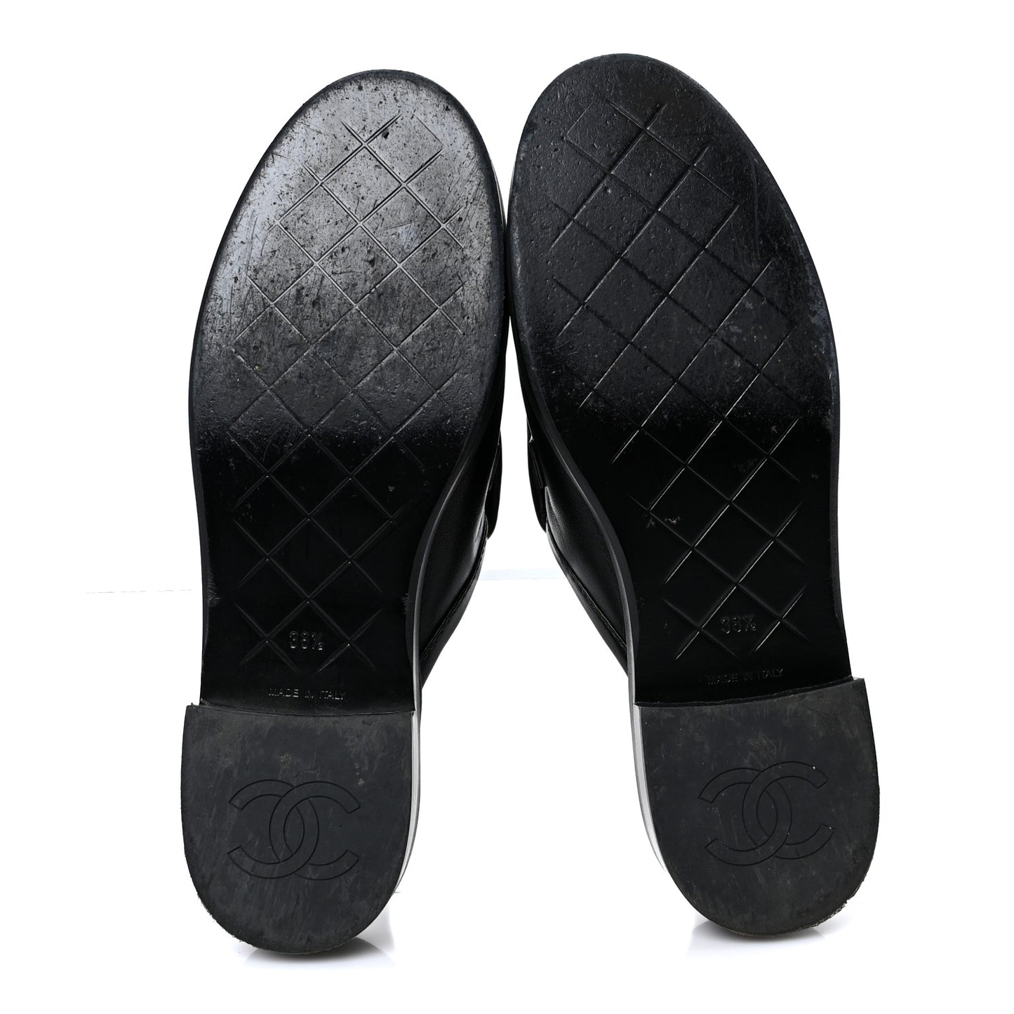 Lambskin Quilted CC Turnlock Mules 38.5 Black