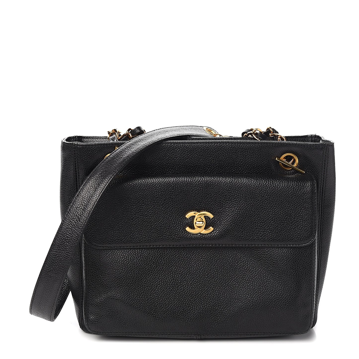 Caviar Flap Shoulder Bag Black