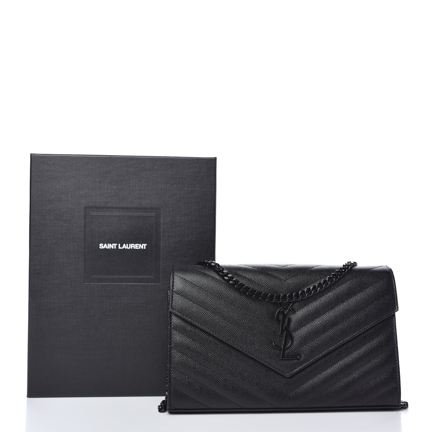 Grain De Poudre Matelasse Chevron Monogram Chain Wallet Black