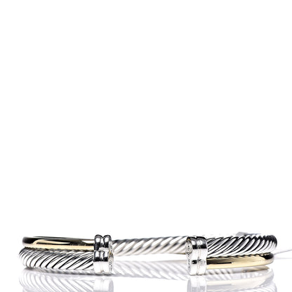 David Yurman Sterling Silver 18K Yellow Gold 5mm Crossover Cuff 3 of 5
