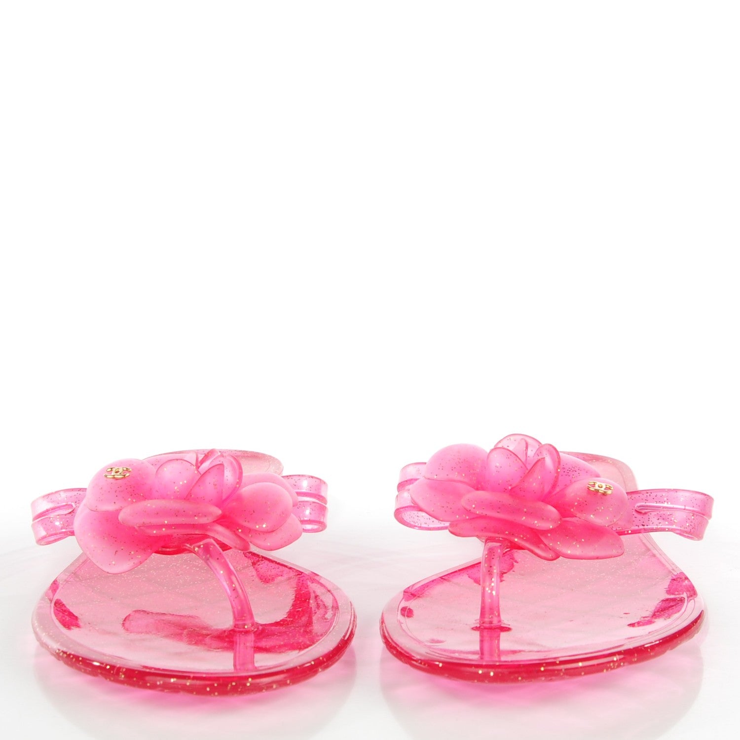 Chanel Jelly Camellia Glitter Thong Sandals 39 Pink 2 of 7