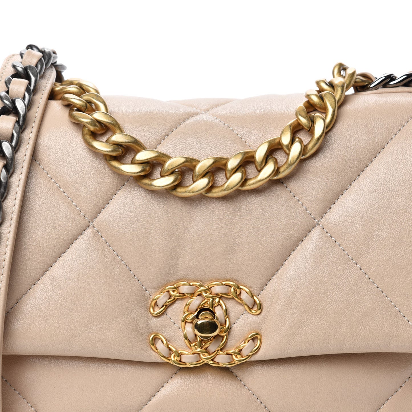Lambskin Quilted Medium 19 Flap Beige