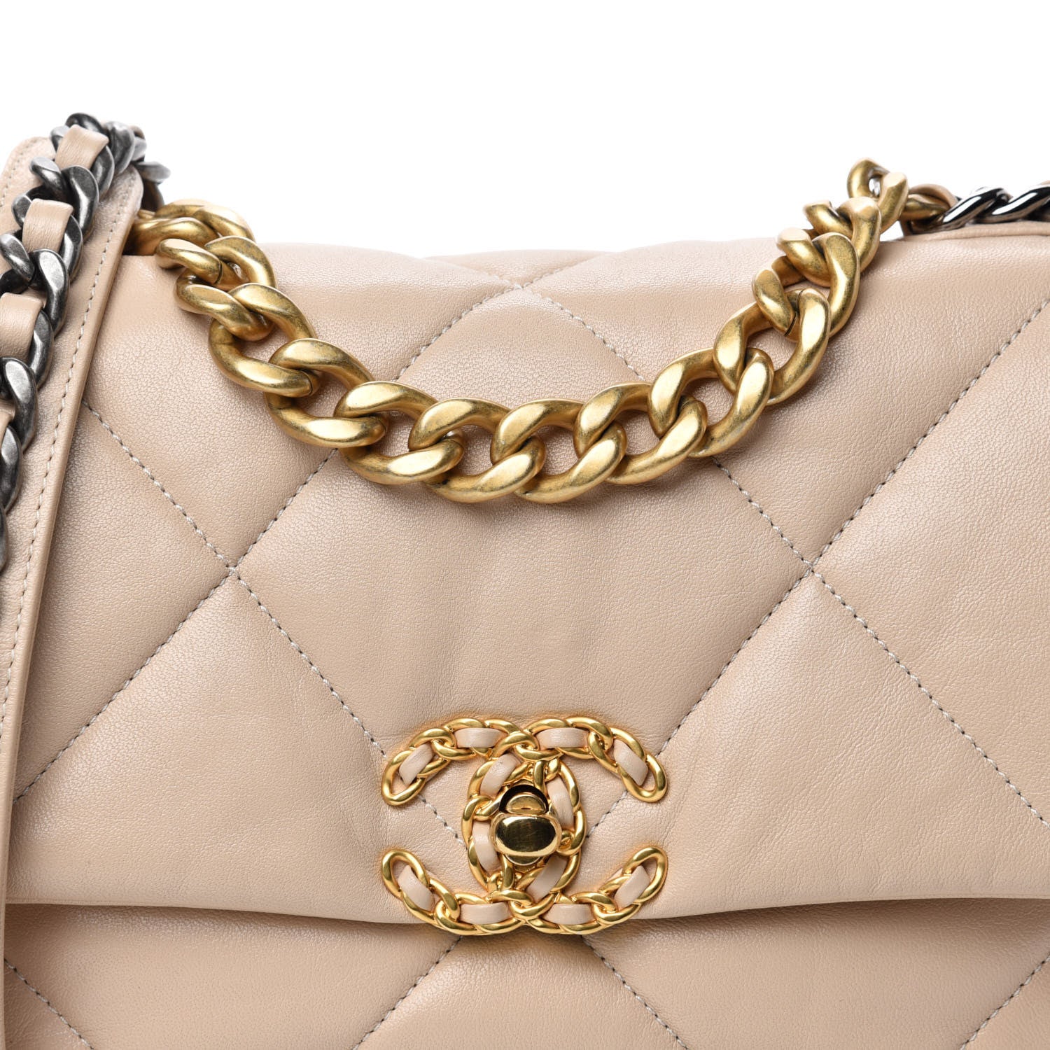 Chanel Lambskin Quilted Medium 19 Flap Beige 10 of 11