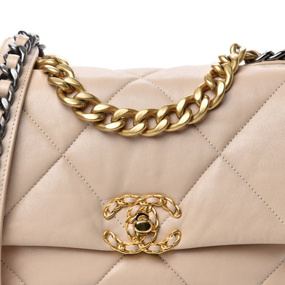 Chanel Lambskin Quilted Medium 19 Flap Beige 10 of 11