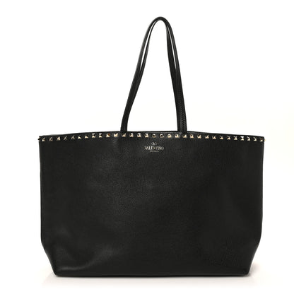 Valentino Garavani Grained Calfskin Rockstud Shoulder Tote Black 1 of 9