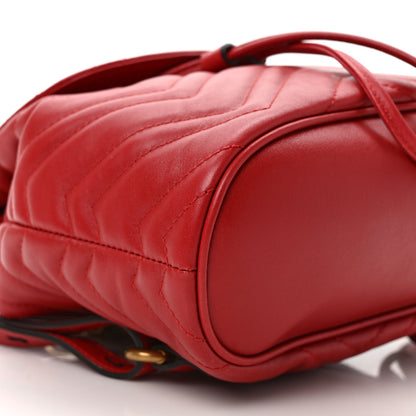 Gucci Calfskin Matelasse GG Marmont Flap Backpack Hibiscus Red 8 of 9