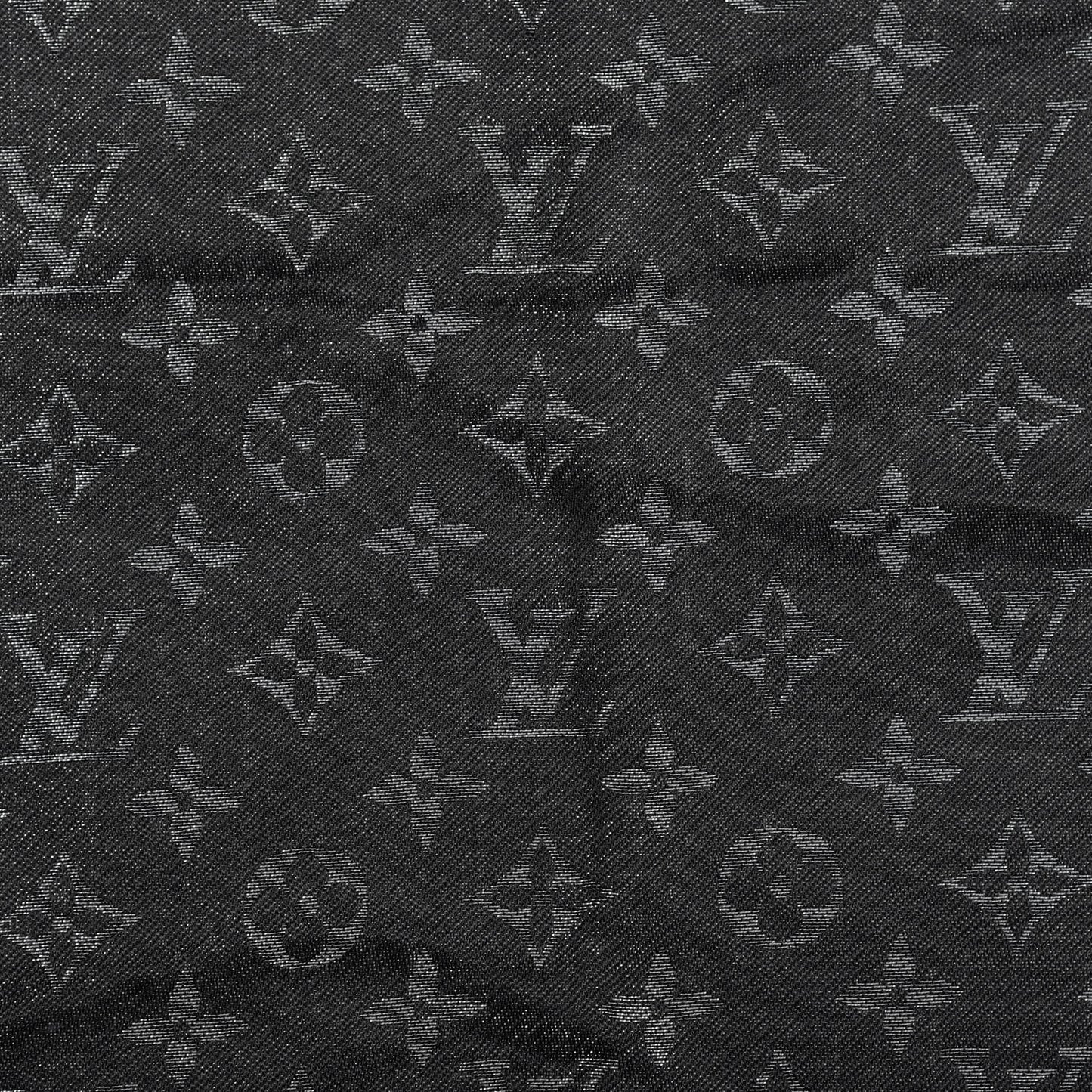 Silk Lurex Wool Monogram Shine Shawl Black