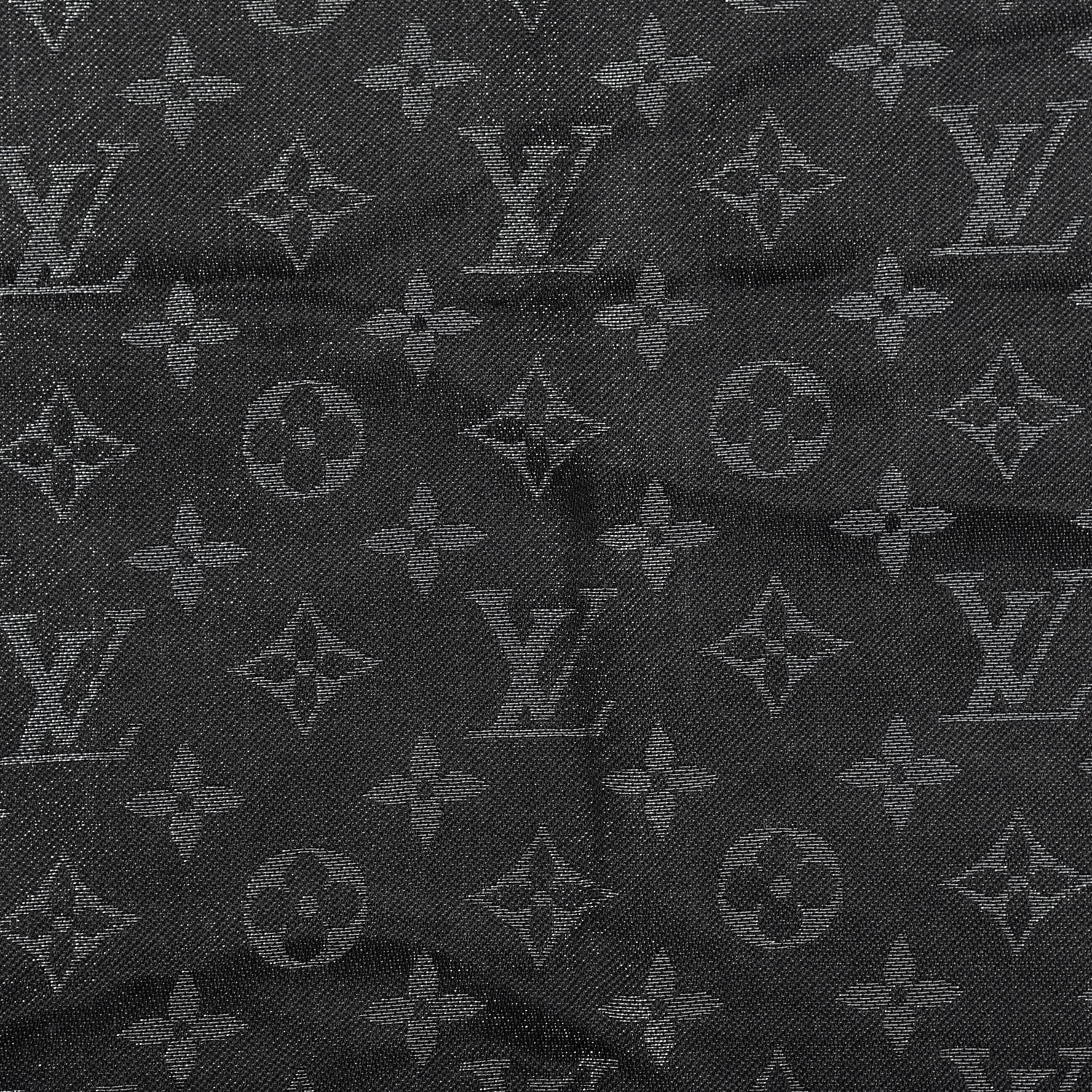 Louis Vuitton Silk Lurex Wool Monogram Shine Shawl Black 3 of 4