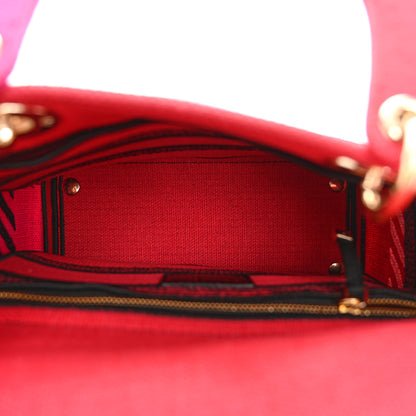 Christian Dior Canvas Embroidered Flower Pop Medium Lady D-Lite Red Pink 5 of 10