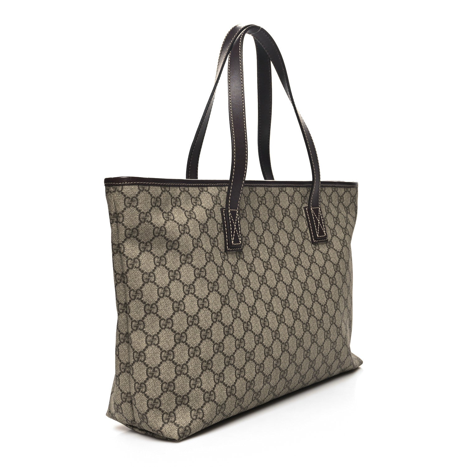 Gucci GG Supreme Monogram Medium Zippered Shopping Tote Dark Brown 3 of 9