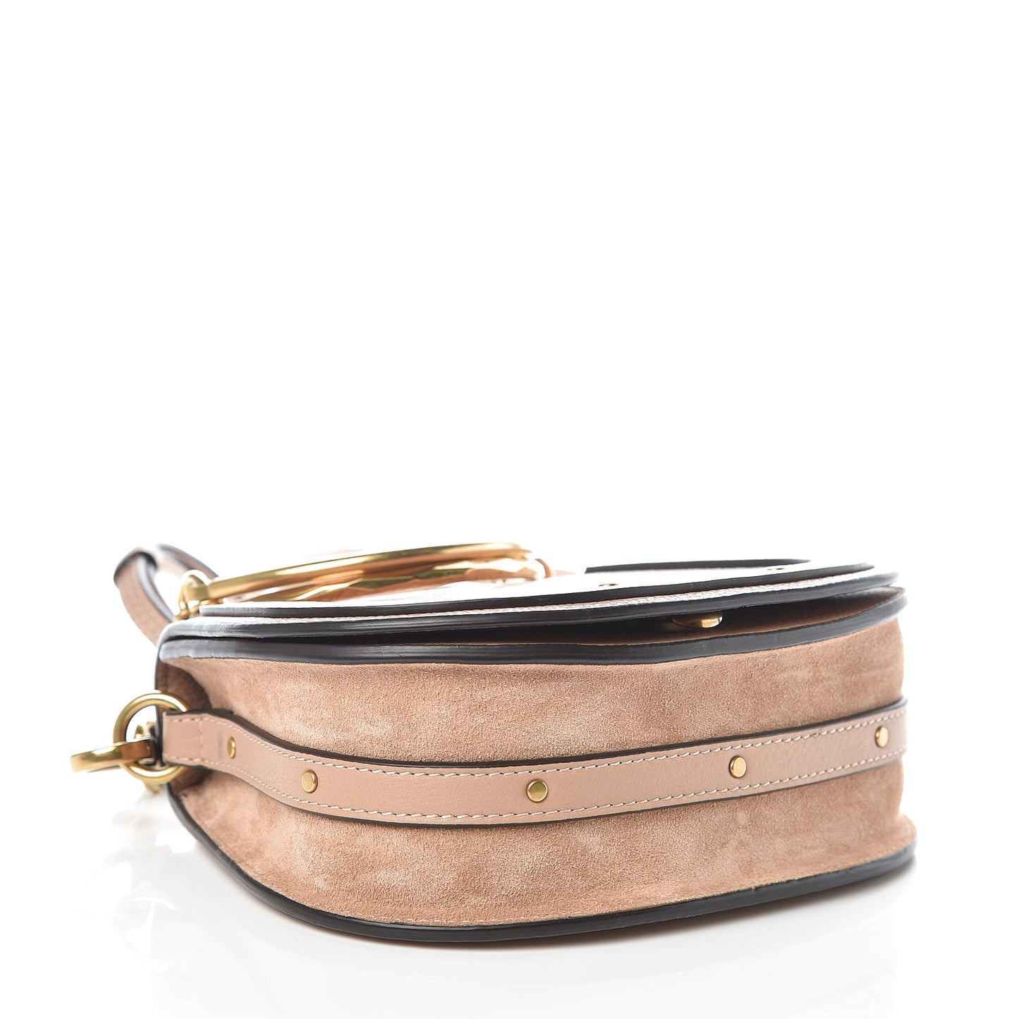 Calfskin Suede Small Nile Bracelet Bag Biscotti Beige