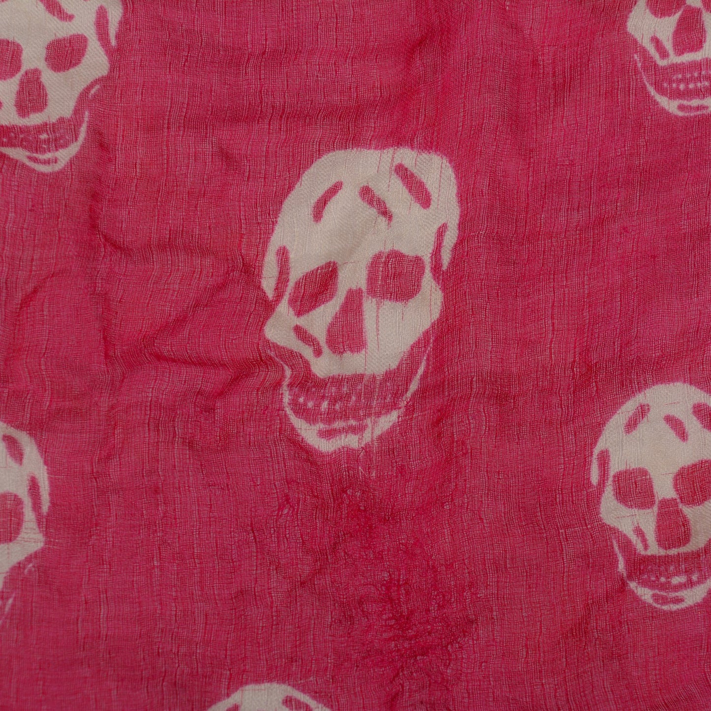 Silk Chiffon Skull Scarf Fuxia