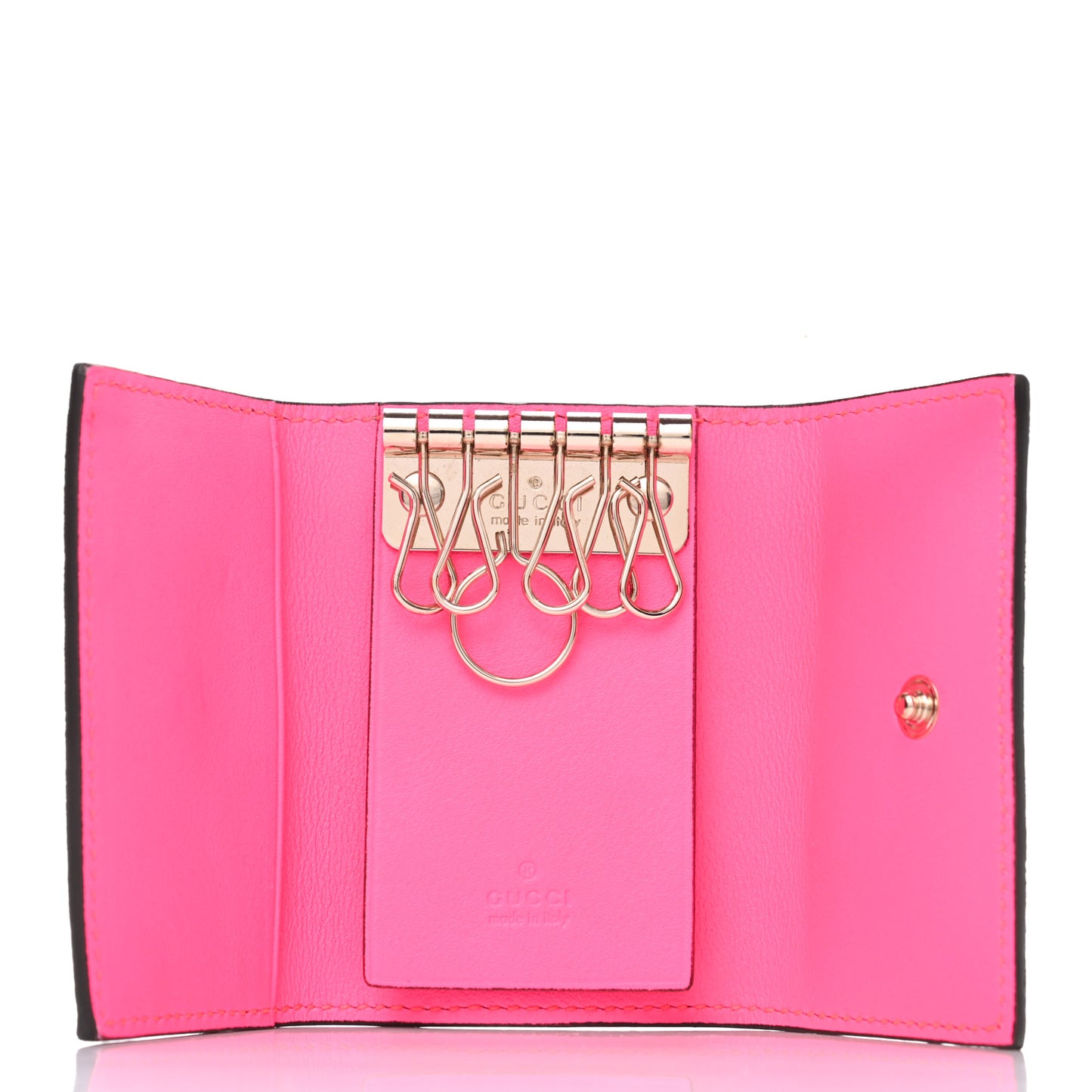 GG Supreme Monogram Heart 6 Key Holder Case Fuchsia